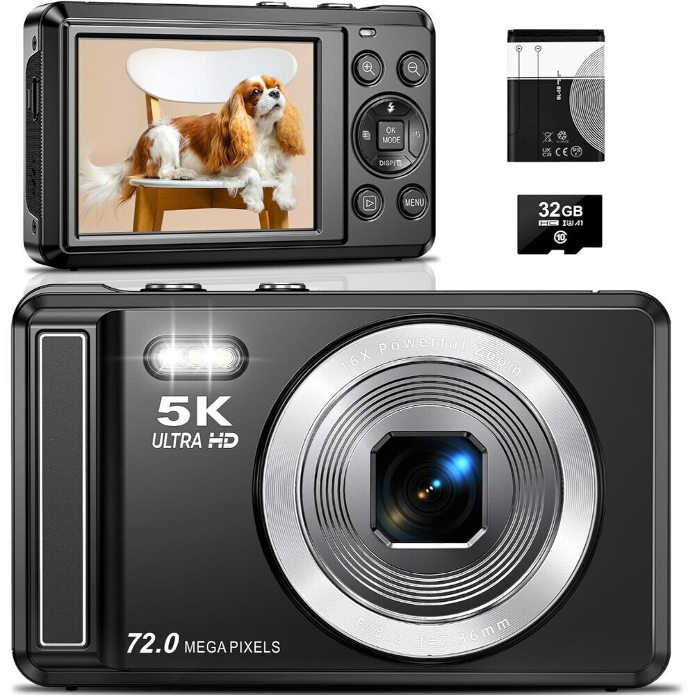 Digital Camera, 5K Digital Cameras for Photography, 72MP Vlogging Camera with 2.